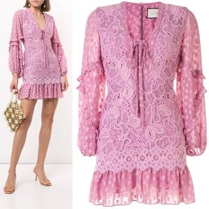 Alexis Malicha Mixed Lace Floral Swiss Dot Dress